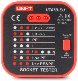 UNI-T Stopcontacttester met RCD Testfunctie – Compact, IP40