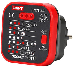 UNI-T Stopcontacttester met RCD Testfunctie – Compact, IP40