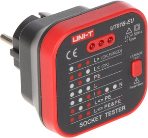 UNI-T Stopcontacttester met RCD Testfunctie – Compact, IP40