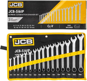 JCB Steek-Ringsleutelset 16-delig 6–24 mm – Chroom-Vanadium