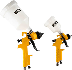 JCB Verfspuitpistool Set 3-delig – 600 ml en 125 ml met Drukregelaar