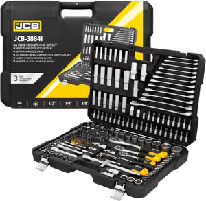 JCB Dopsleutelset 216-delig – 1/4″, 3/8″ en 1/2″, Chroom-Vanadium