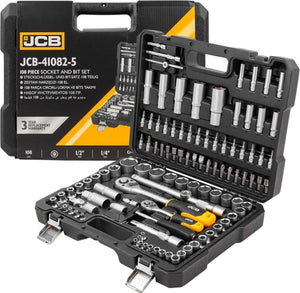 JCB Dopsleutelset 108-delig 1/4″ en 1/2″ – Cr-V, in Koffer