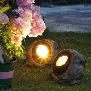 Garden of Eden Solar Tuinlamp Steen Design Grijs – Automatisch Aan/Uit