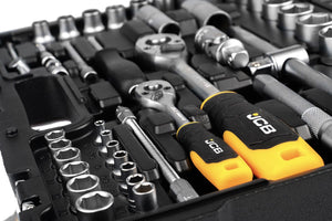 JCB Dopsleutelset 108-delig 1/4″ en 1/2″ – Cr-V, in Koffer