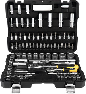 JCB Dopsleutelset 108-delig 1/4″ en 1/2″ – Cr-V, in Koffer