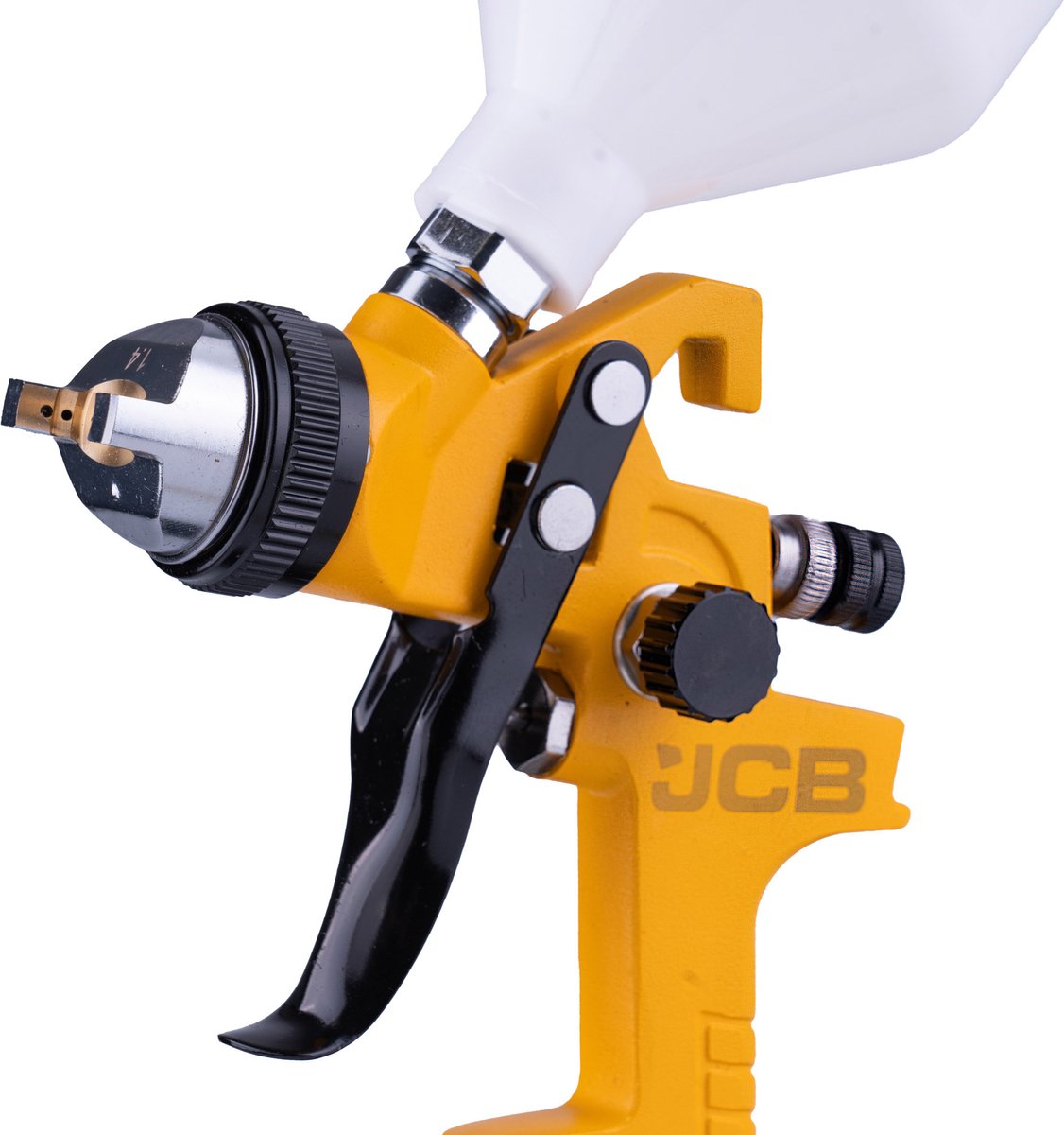 JCB Verfspuitpistool Set 3-delig – 600 ml en 125 ml met Drukregelaar