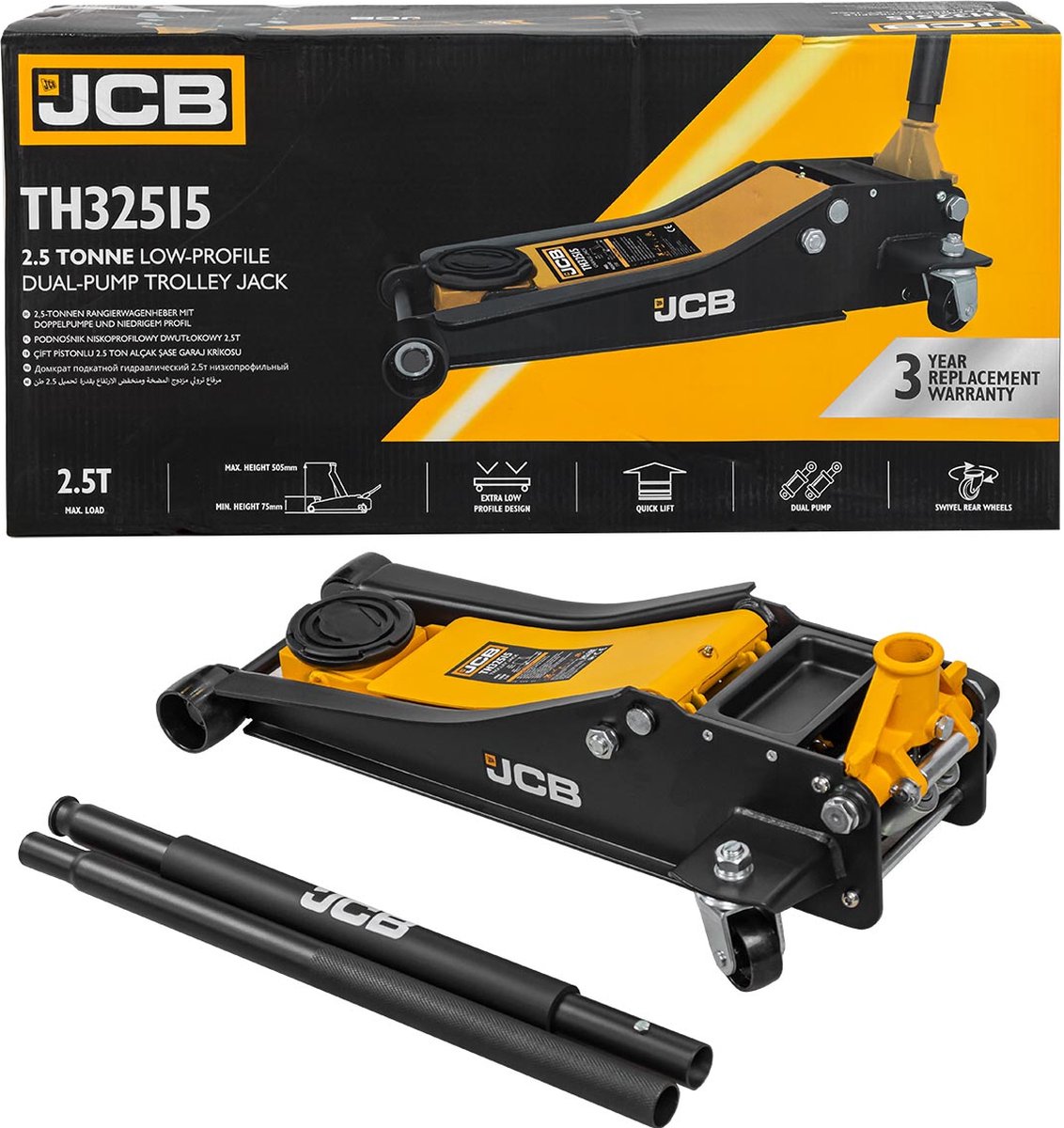 JCB Hydraulische Garagekrik 2,5 ton – 75 tot 505 mm