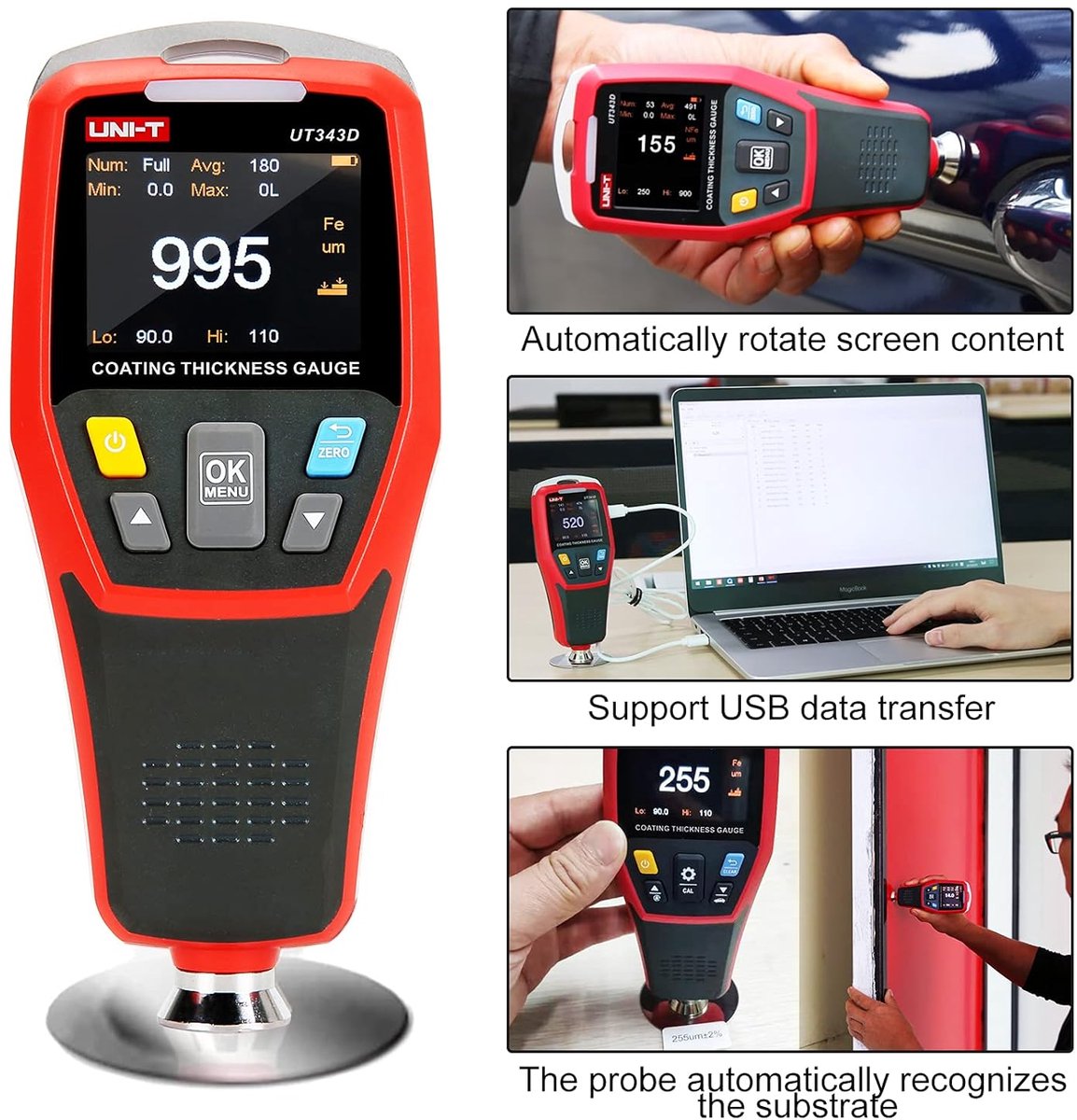 UNI-T Laagdiktemeter 0–1250 µm – Lakdiktemeter voor Auto