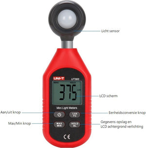 UNI-T Digitale Luxmeter tot 200.000 Lux – met LCD Verlichting
