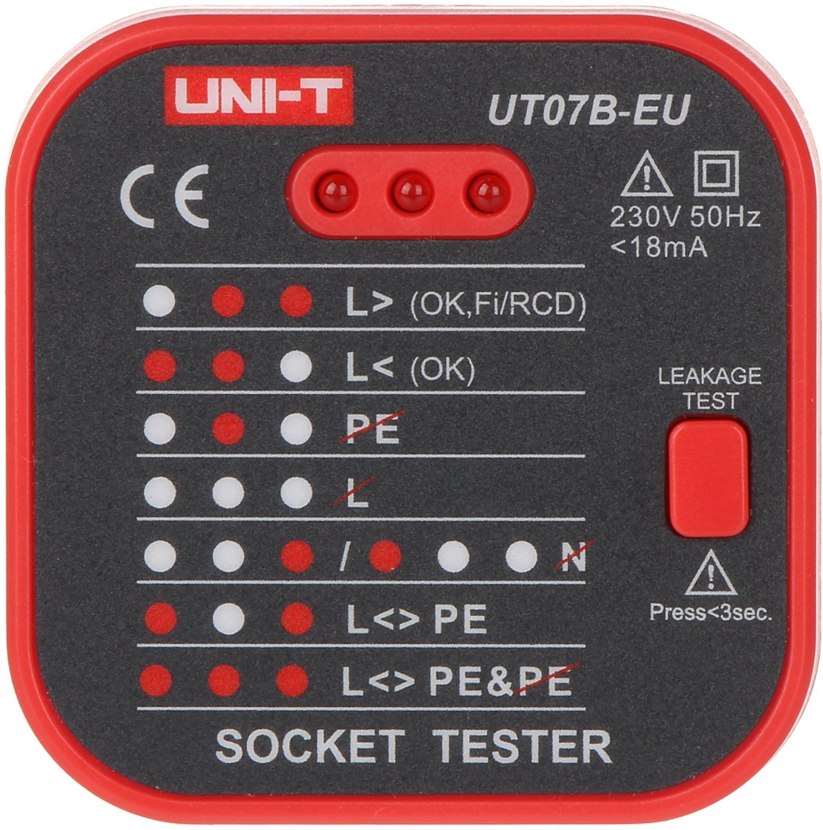 UNI-T Stopcontacttester met RCD Testfunctie – Compact, IP40