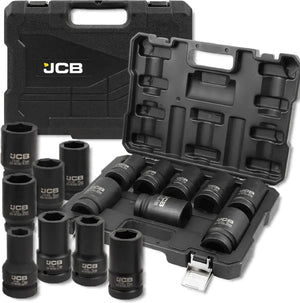 JCB Slagdoppenset 1″ 8-delig – 22 tot 41 mm, Cr-Mo, Metalen Koffer