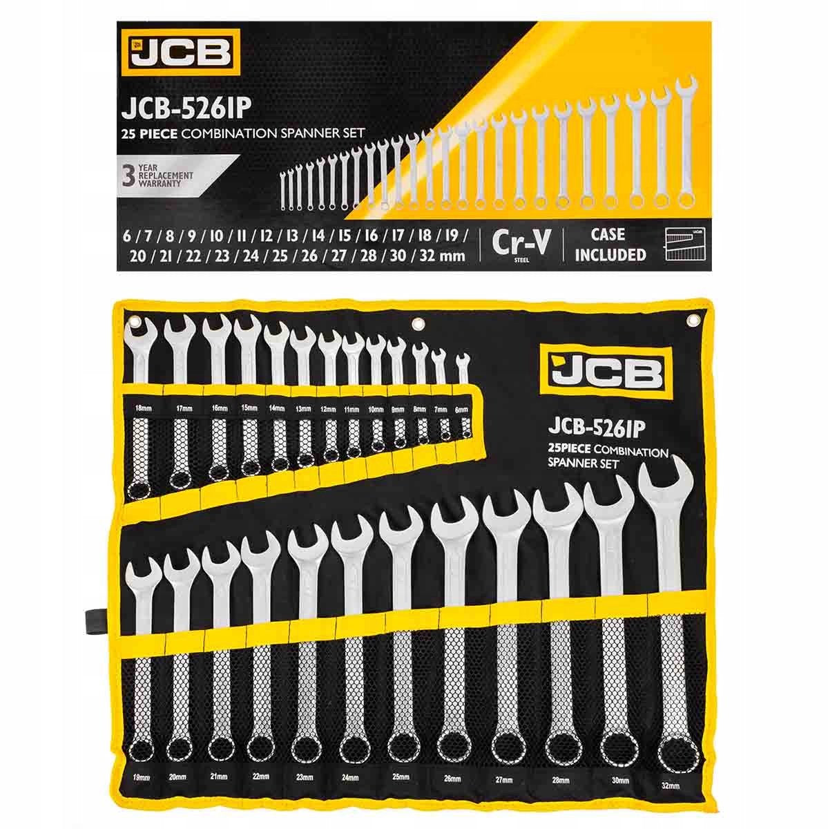 JCB Ringsleutelset 25-delig 6–32 mm – Cr-V Staal in Etui