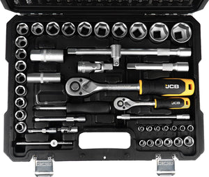 JCB Dopsleutelset 108-delig 1/4″ en 1/2″ – Cr-V, in Koffer