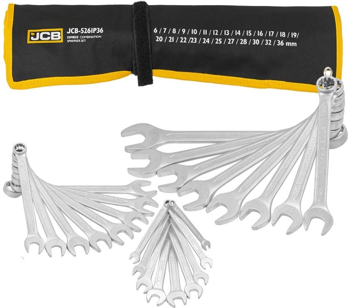 JCB Steek-Ringsleutelset 25-delig 6–36 mm – Chroom-Vanadium