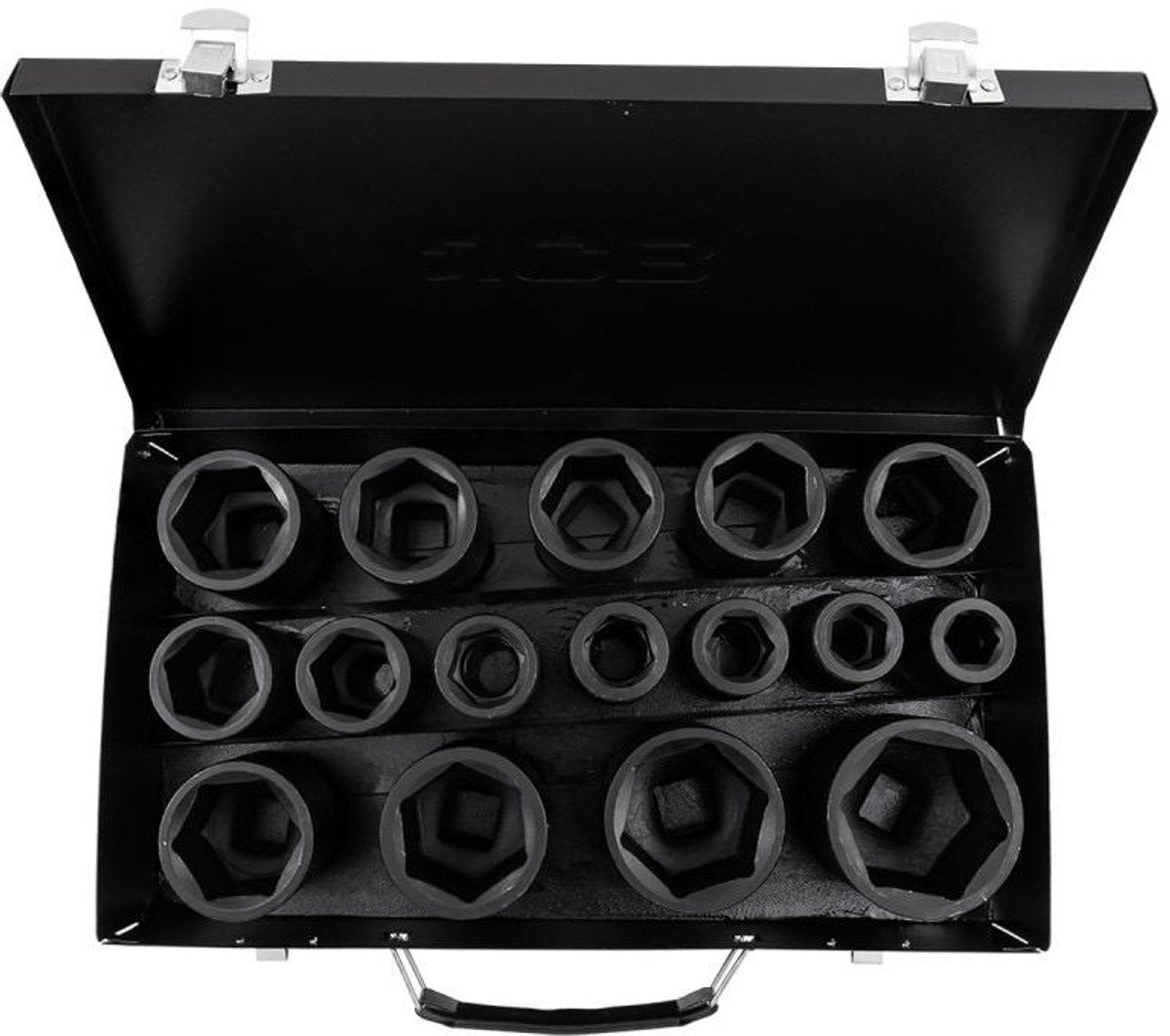 JCB Diepe Slagdoppenset 3/4″ 16-delig – 17 tot 50 mm, Metalen Koffer
