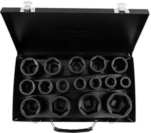 JCB Diepe Slagdoppenset 3/4″ 16-delig – 17 tot 50 mm, Metalen Koffer