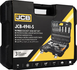 JCB Dopsleutelset 108-delig 1/4″ en 1/2″ – Cr-V, in Koffer