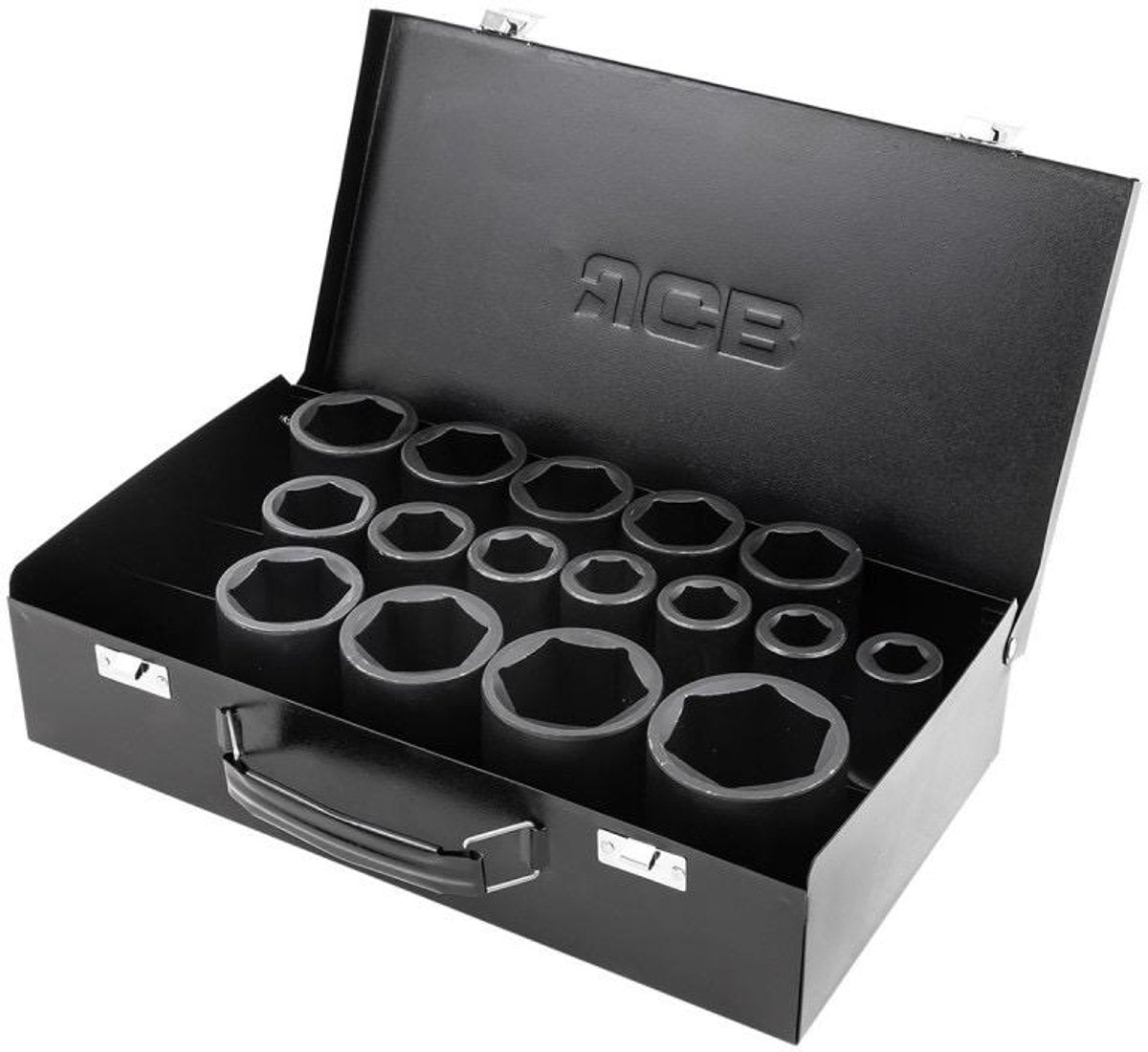 JCB Diepe Slagdoppenset 3/4″ 16-delig – 17 tot 50 mm, Metalen Koffer