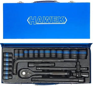 Hawek Krachtdoppenset 1/2″ 24-delig in Koffer – 10 tot 32 mm