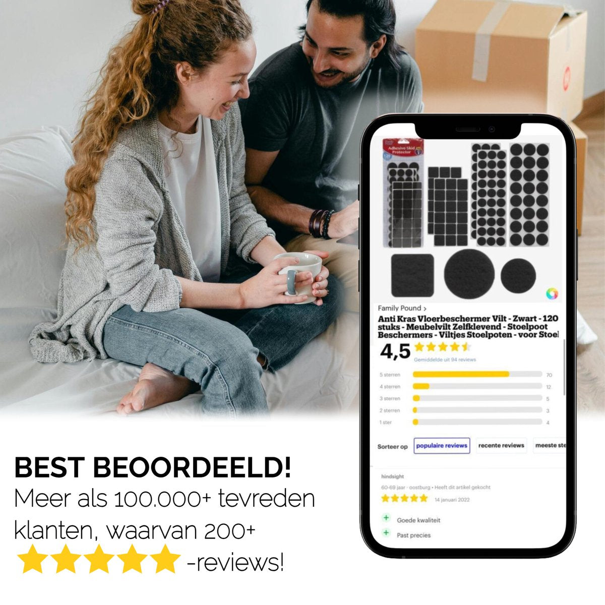 20x Viltjes met spijker zwart/grijs