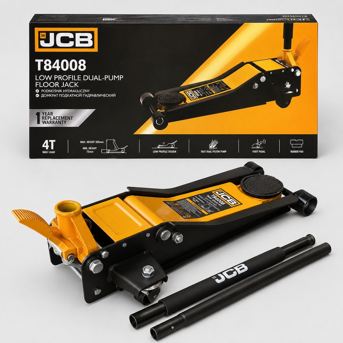 JCB Hydraulische Garagekrik 4 Ton – 75 tot 505 mm