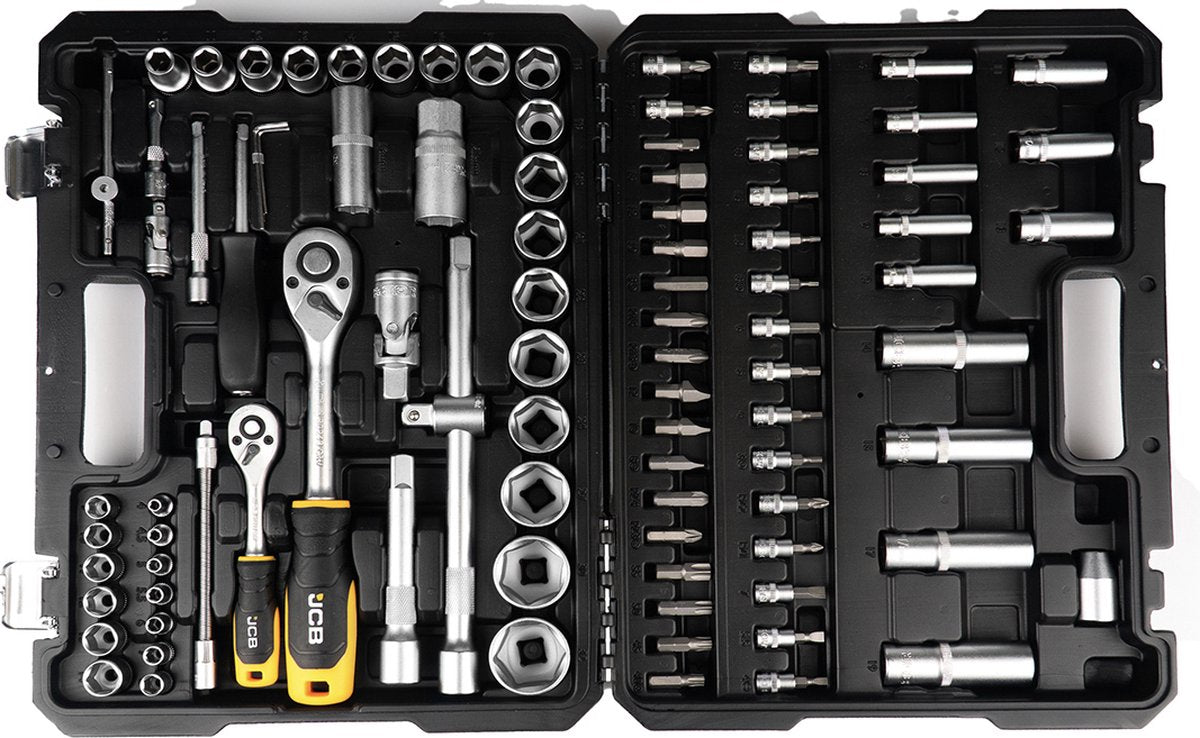 JCB Dopsleutelset 108-delig 1/4″ en 1/2″ – Cr-V, in Koffer