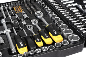 JCB Dopsleutelset 216-delig – 1/4″, 3/8″ en 1/2″, Chroom-Vanadium