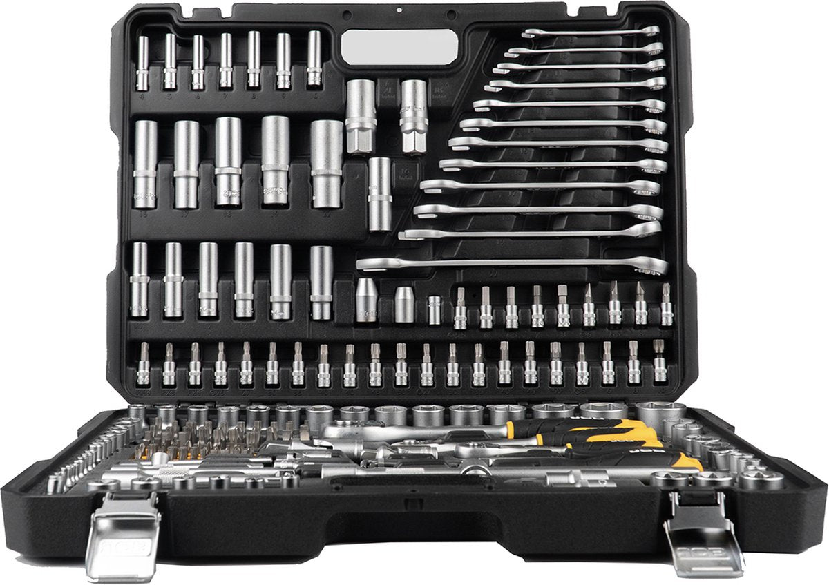 JCB Dopsleutelset 216-delig – 1/4″, 3/8″ en 1/2″, Chroom-Vanadium
