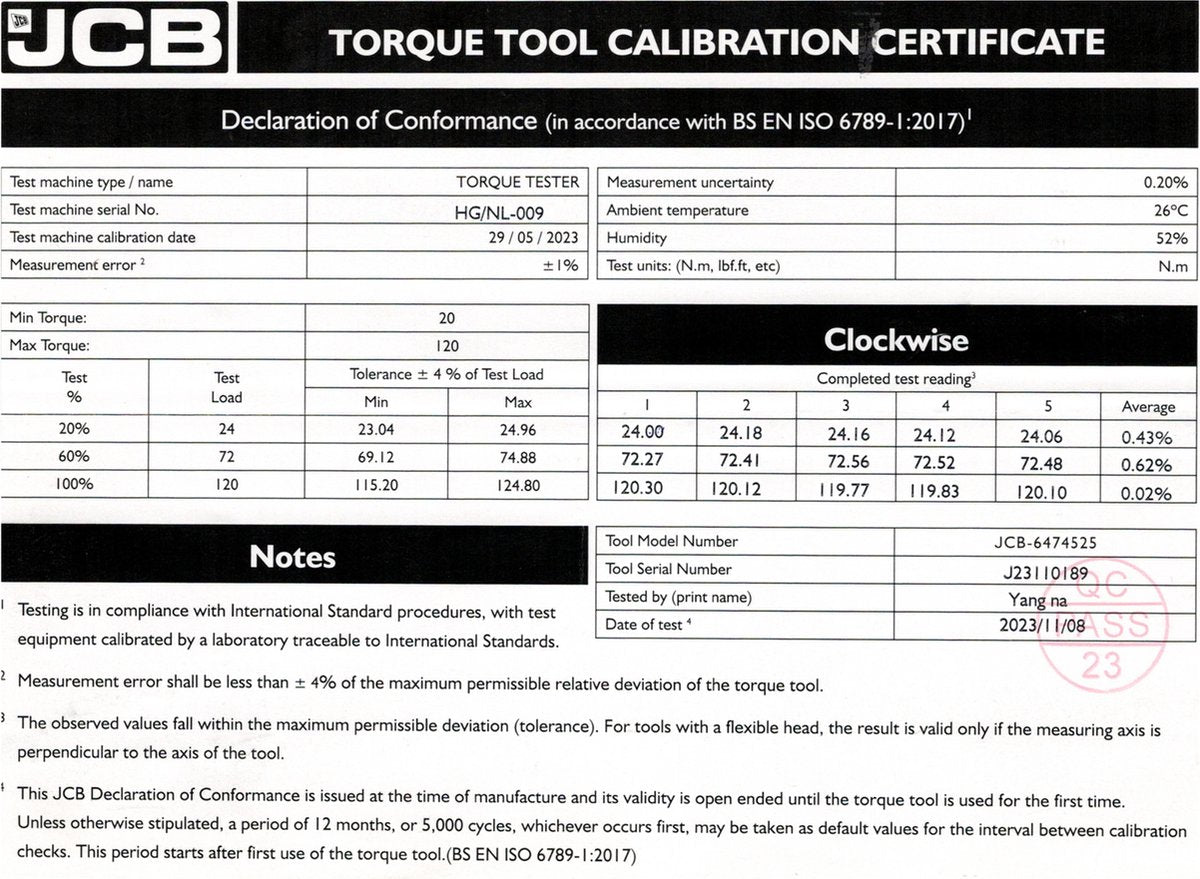 JCB Mechanische Momentsleutel 1/2″ 40–220 Nm – Gekalibreerd