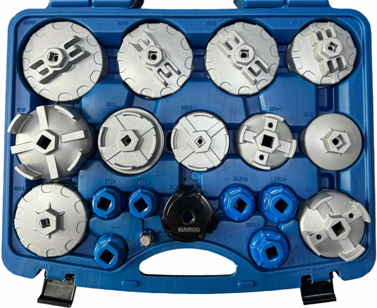 Hawek Oliefilter Doppenset 19-delig – voor Benzine en Diesel