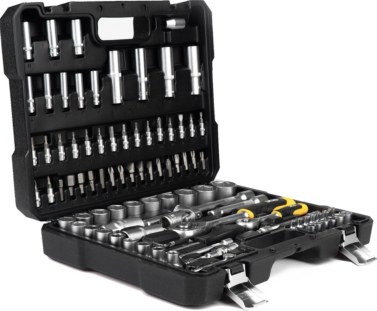 JCB Dopsleutelset 108-delig 1/4″ en 1/2″ – Cr-V, in Koffer