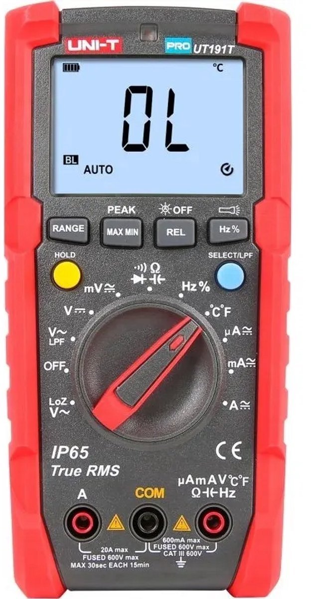 UNI-T True RMS Multimeter IP65 – Valbestendig, CAT III 600 V