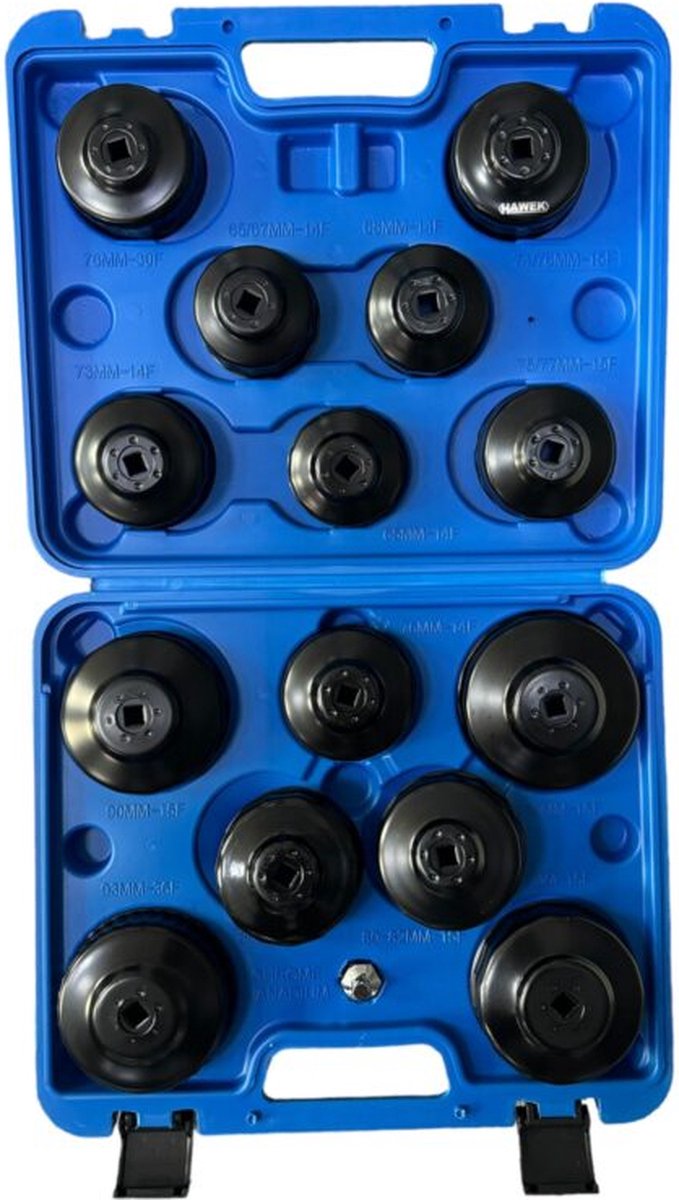 Hawek Oliefilter Doppenset 15-delig – voor Benzine en Diesel