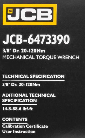 JCB Mechanische Momentsleutel 3/8″ 20–120 Nm – Gekalibreerd