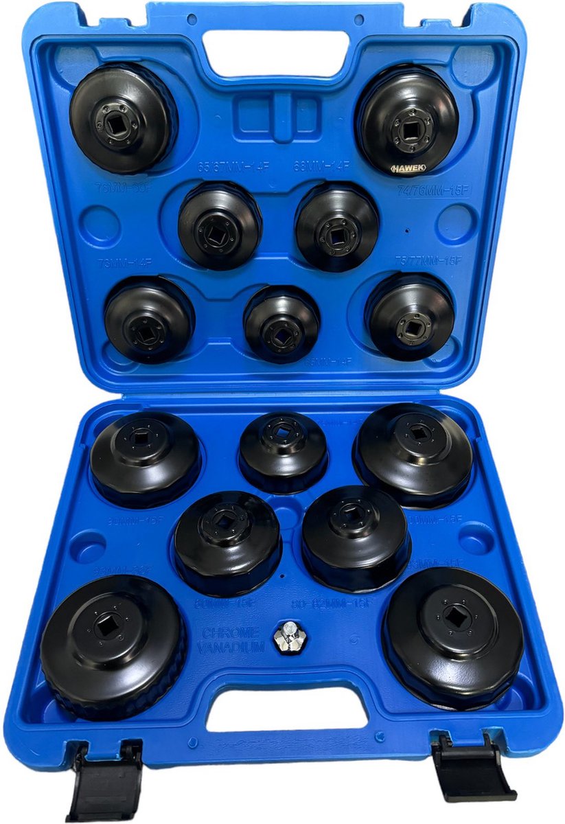 Hawek Oliefilter Doppenset 15-delig – voor Benzine en Diesel
