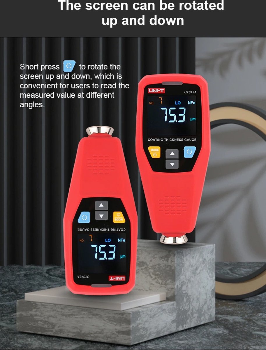 UNI-T Laagdiktemeter 0–1750 µm – Lakdiktemeter voor Auto