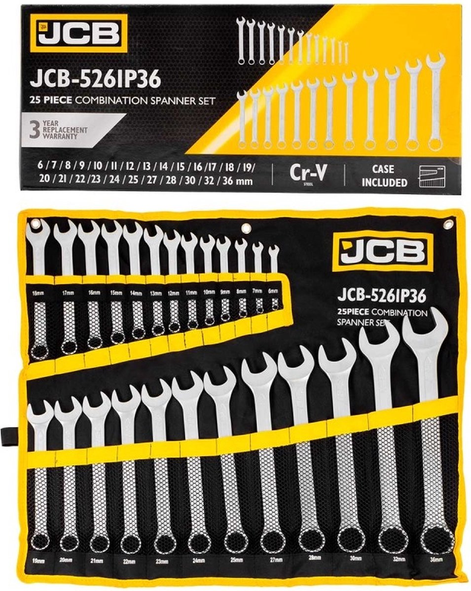 JCB Steek-Ringsleutelset 25-delig 6–36 mm – Chroom-Vanadium